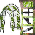 Metal Garden Arch Trellis, 7.6Ft Black for Raised Beds, Plant Support for Cucumbers & Climbing Vegetables with 9 Horizontal Pipe