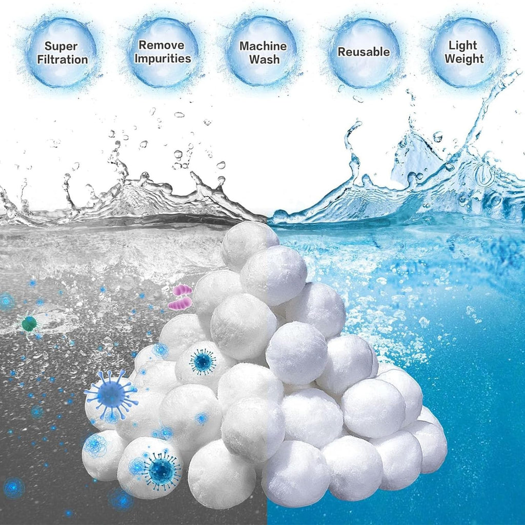 Fwxdbwyl 3.1 Lbs Pool Filter Balls for Sand Filter, Eco-Friendly Filter Balls Replace 100 lbs Pool Filter Sand, Lightweight and Reusable Fiber Ball, Pool Filter Media Balls for Swimming Pool