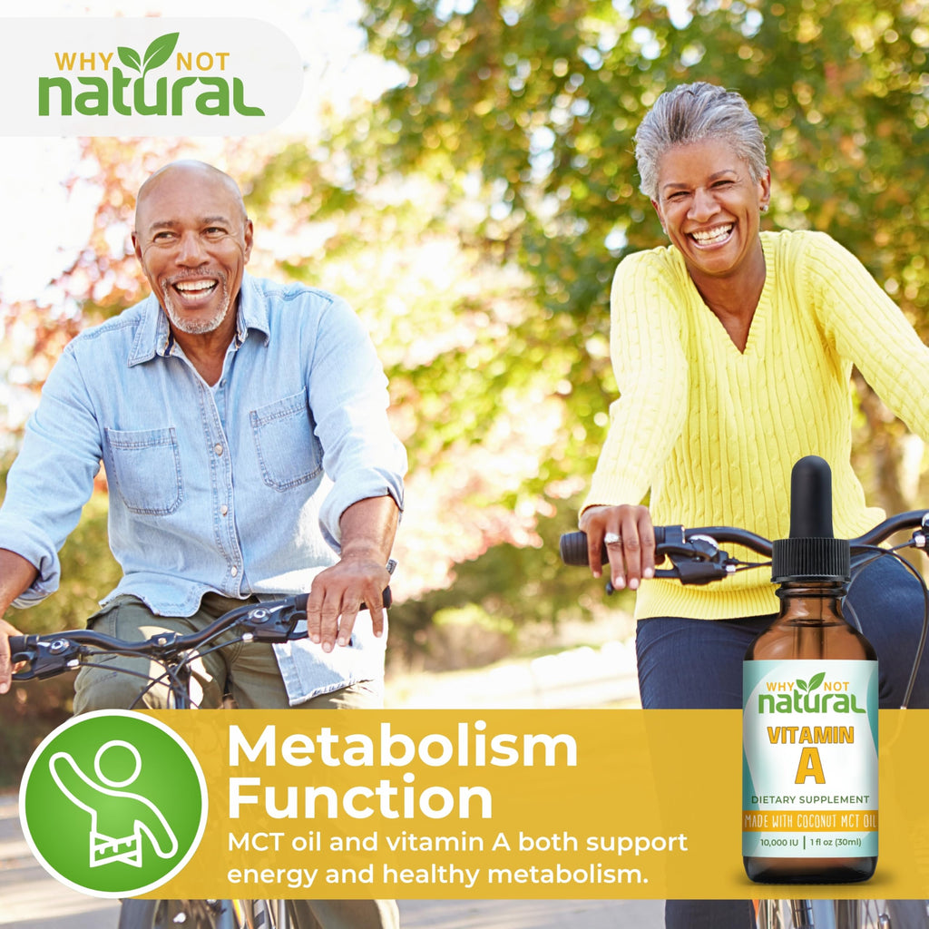 Why Not Natural Vitamin A Drops 10000 IU - Liquid retinyl Palmitate with Coconut MCT Oil, Vegan VIT A Supplement for Skin - 1 oz sublingual Tincture