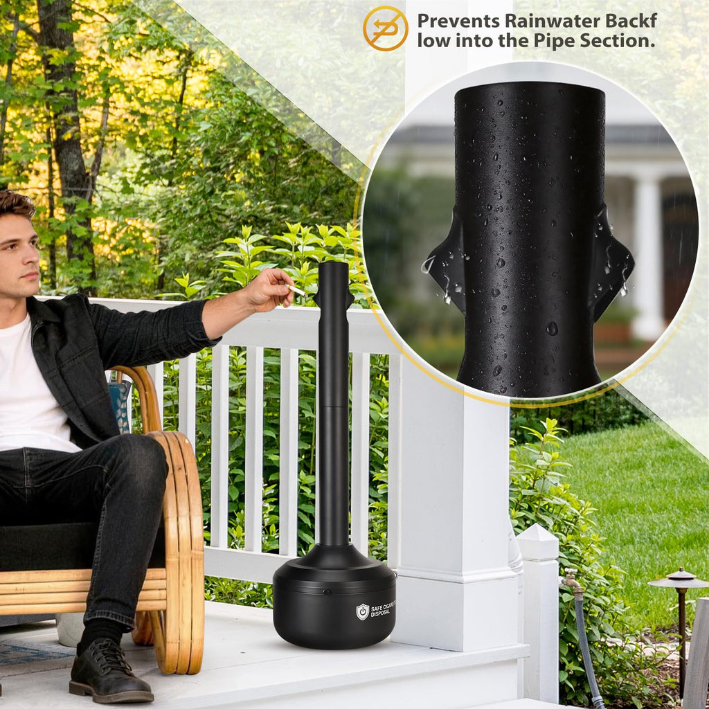 CAROD Steel Cigarette Butt Disposal Outdoor, Rainproof Design Outdoor Cigar Ashtray Receptacle, Standing Ashtray for Smokers Outside Patio, Home, Commercial - 4 Gallon Capacity
