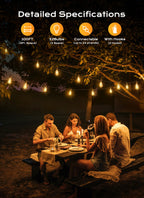 Brightown Outdoor String Lights Patio Lights 100FT ST38 Waterproof Dimmable