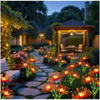 Solar Garden Flower Lights Outdoor,8 Pack Orange Spider Lily Lights with Glowing Stems,Waterproof Fall Decor Solar Yard Decor for Patio Lawn Pathway,Thanksgiving Garden Gifts for Women Mom Grandma