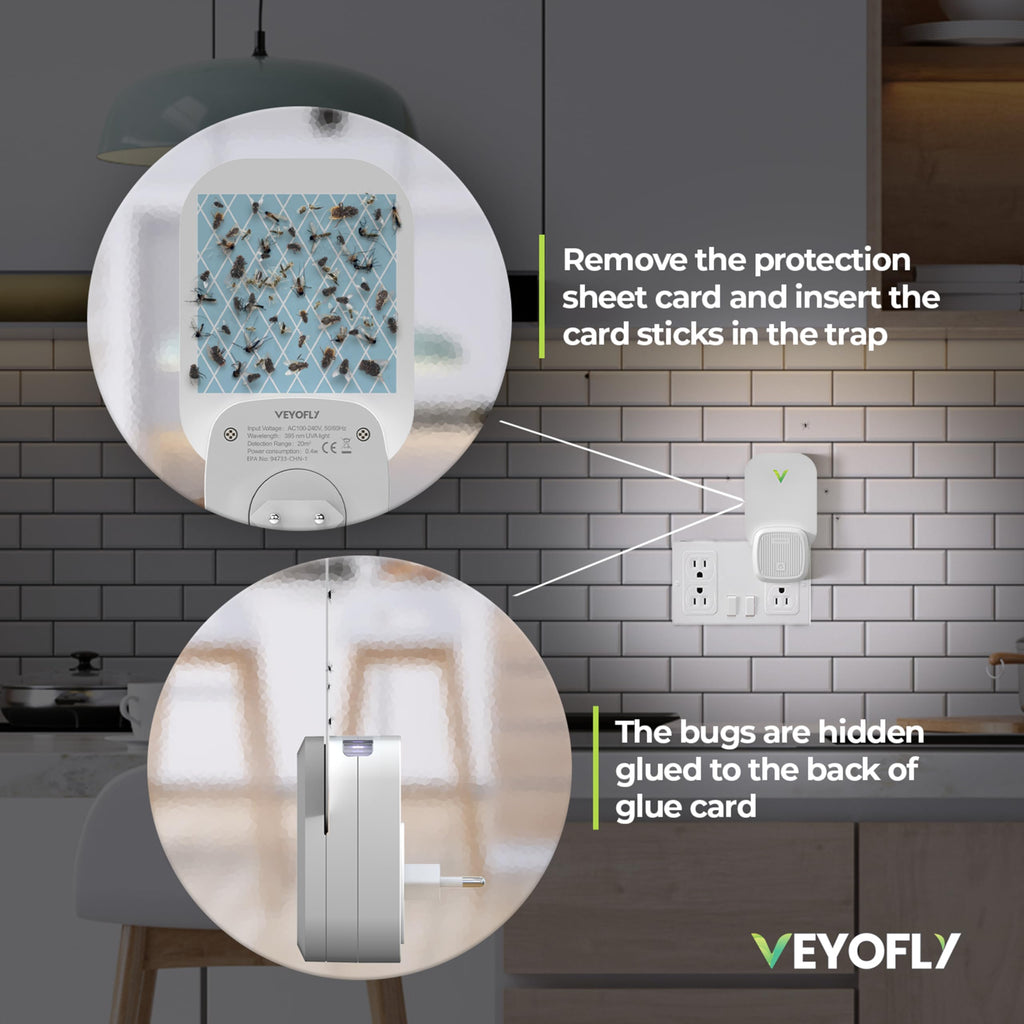 VEYOFLY Fruit Fly Traps for Indoors Official Refill, Gnat Trap Indoor Plug in, Bug Traps, Flying Insect Trap, Gnat Traps for House Indoor, Fly Trap Indoor for Home, Mosquito Catcher, Pack 10 Refills