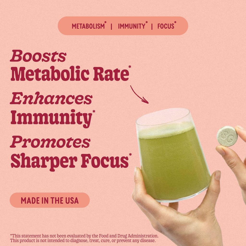 8Greens Supergreens Tablets | Super Greens Powder Superfood, Metabolism Immunity & Focus, Daily Greens Effervescent Tablets, Organic: Aloe Vera, Spirulina, Chlorella, Peach, Tube 60 Servings.