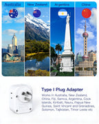 Australia Plug Adapter 2 Pack, HANYCONY New Zealand Power Adapter with 4 Outlets 4 USB (2 USB C), Type I Travel Adapter for US to Australian Argentina AU China Fiji Samoa Tonga Kiribati