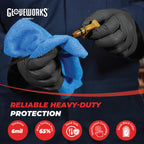 GLOVEWORKS HD Black Nitrile Industrial Disposable Gloves, 6 Mil, Latex-Free, Raised Diamond Texture, X-Large, Case of 1000