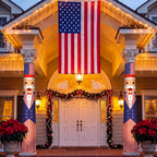 Chumia 2 Pcs 4th of July Decorations Patriotic Uncle Column Wraps 108 x 54" Independence Day Porch Pillar Covers Outdoor for Memorial Veterans Labor Day Stars and Stripes Post Yard Signs