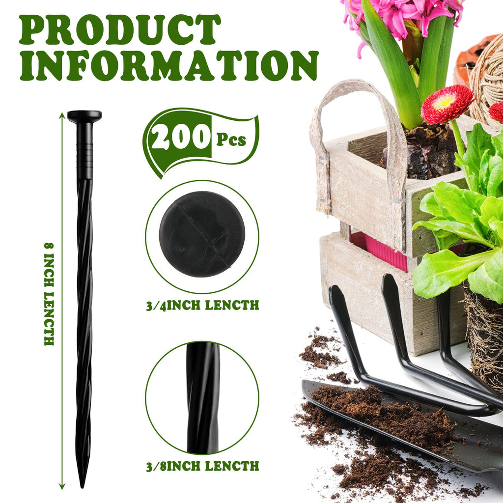 Honoson 200 Pack Lawn Edging Spikes Plastic Ground Stakes for Landscaping
