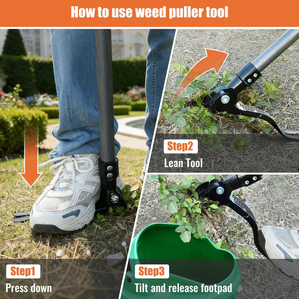 GOXAWEE Stand Up Weed Puller Tool with 45″ Long Handle, Manual Weeder Tool