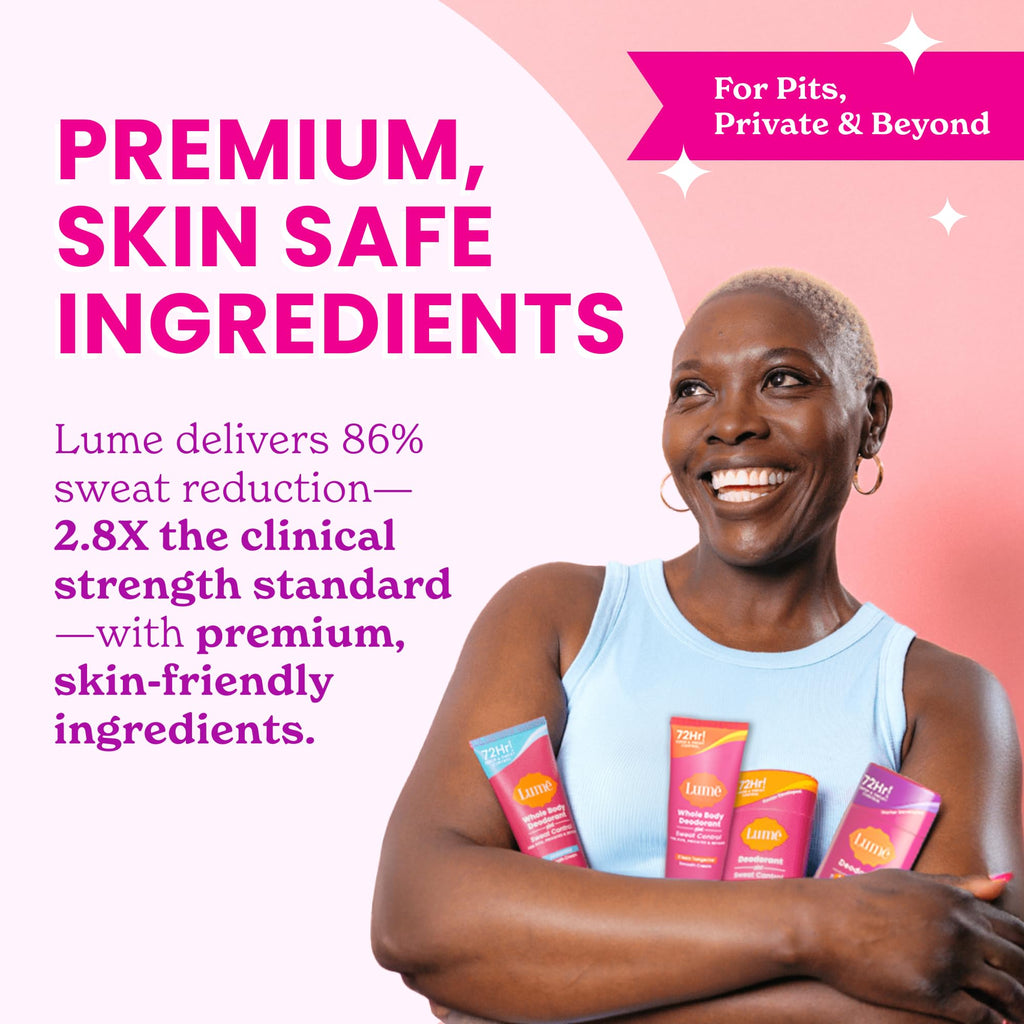Lume Whole Body Deodorant Plus Sweat Control - Smooth Cream Tube - 72 Hour Odor And Sweat Control - Baking Soda Free, Skin Loving - 3.0 ounce (Pack of 2) (Soft Powder)