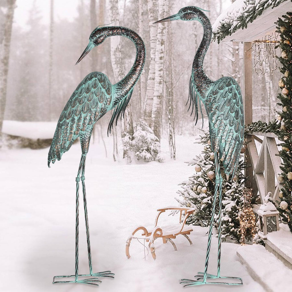 Kircust Garden Crane Statues Metal Heron Outdoor Statue, 46 Inch