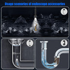 Endoscope Camera with Light, 1920P HD Borescope Camera with Light,Semi-Rigid Inspection Endoscope with 8 Adjustable LED, IP68 Waterproof Drain Scope Camera for for iOS/Android,16.4ft