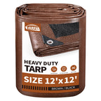 TARPAL Tarp 12x12 Feet Large Tarps Heavy Duty Waterproof 10mil Multipurpose Protective Cover Waterproof,Snow or UV Protection,Durable Reinforced Edges(Brown/Black)