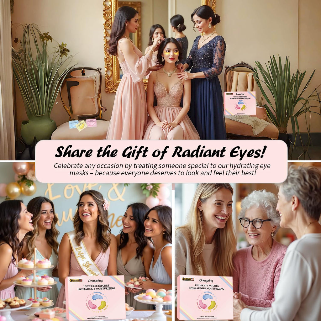 Onespring Eye Masks (24 Pairs) - Gifts for Her - Caffeine, 24K Gold and Retinol Under Eye Patches for Puffy Eyes, Dark Circles & Fine Lines, Bachelorette Party Favors, Birthday, Easter Basket Stuffers