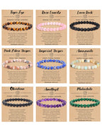 BOMAIL 9PCS Natural Stone Crystal Beaded Bracelets for Women