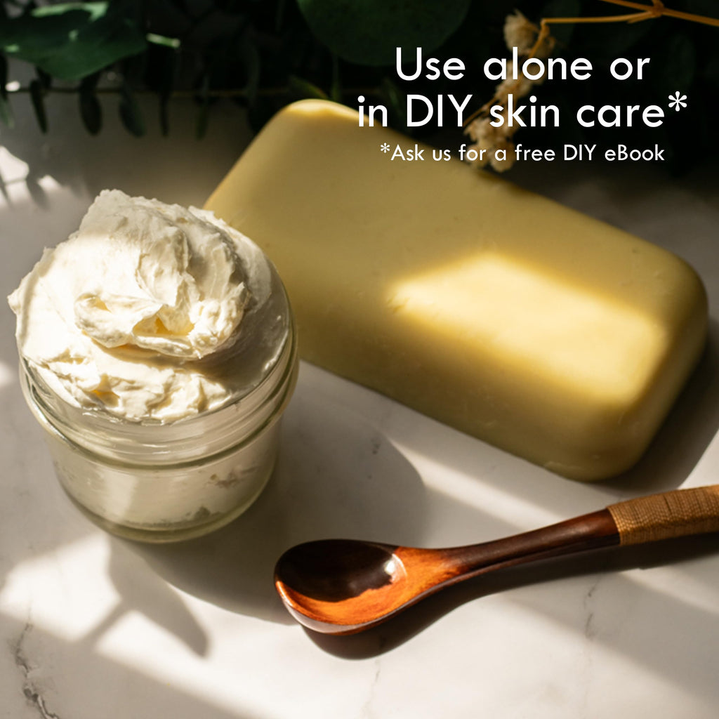 Raw Shea Butter - 100% Pure African Unrefined Shea Butter for Hair | Skin Moisturizer for Face and Body | with Natural Smoky Scent | Use for Soap Base, DIY Whipped Lotion, Lip Balm - 8 oz Block