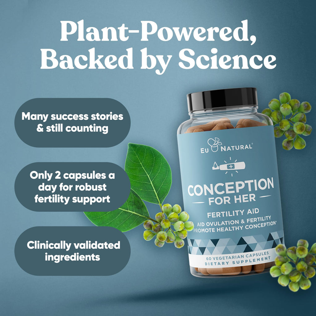 Eu Natural Conception for Her Fertility Supplements for Women - Ovulation, Hormonal Balance & Regular Cycle Support - Myo-Inositol, Folate, Shatavari & Vitex - 120 Vegetarian Capsules