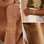 Turandoss 18K Gold Plated Beaded Initial Bracelet for Women Jewelry Gifts