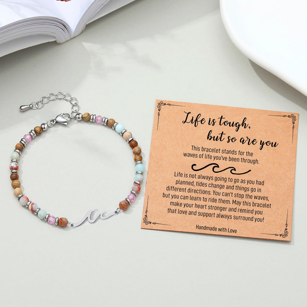Inspirational Gifts for Women, Wave Bracelets, Life is Tough Jewelry