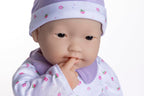 JC Toys - La Baby | Asian 20-inch Large Soft Body Baby Doll | Washable | Removable Purple Outfit w/ Hat and Pacifier | For Children 2 Years +