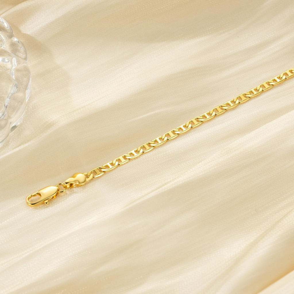 CISSIEPERAL Ankle Bracelets 14K Gold Ankle Bracelets for Women 3.6mm 9-11”