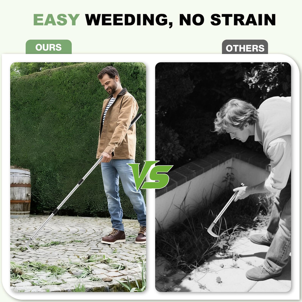 Envanptaz Crack Weeder, 63" L-Shaped Stainless Steel Crevice Weeding Tool