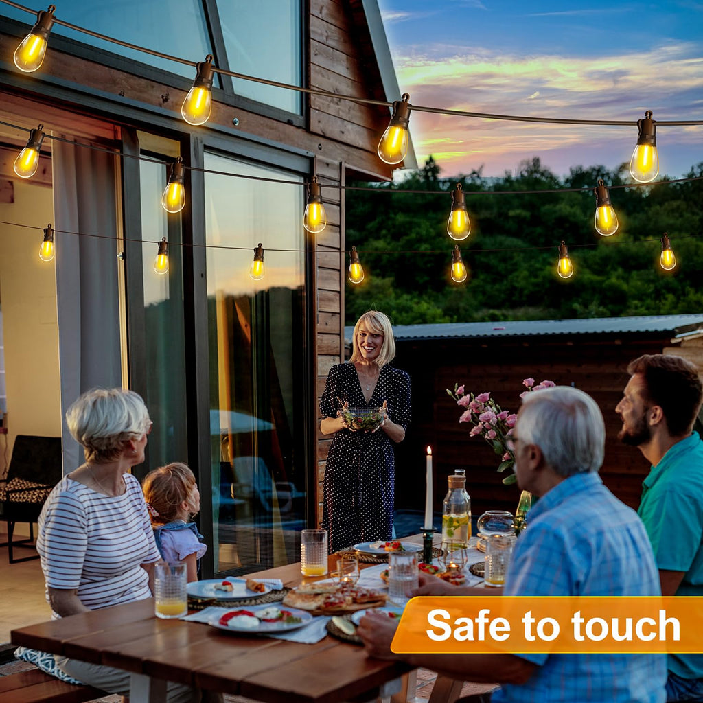 TBOSW Outdoor String Lights Patio LED Light Outside - 20M 18+1 S14 LED with Remote Control 65ft Porch Lighting IP65 Waterproof