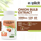 All Natural Onion Extract 1000mg - Dried Onion Bulb (Allium Cepa) Herbal Supplement - 120 Capsules