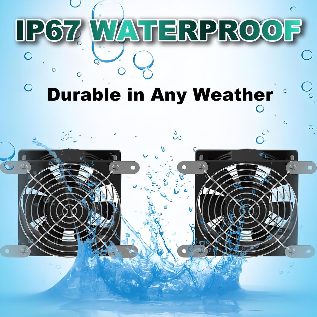 DELUMEE Powerful Solar Exhaust Fans, with Dual Install-Free 30W Solar Panels, Cloudy Days Working, Waterproof Solar Powered Cooling Fan for Ventilation in Greenhouse, Pet House, Chicken Coop, Garage
