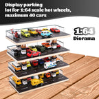 Saichotoy Display Case Compatible with Hot Wheels & Matchbox, 1/64 Scale Diecast Toy Car Storage, Parking Garage Diorama - Freestanding Storage with 4 Levels 24 Spots Maximum 40 Cars