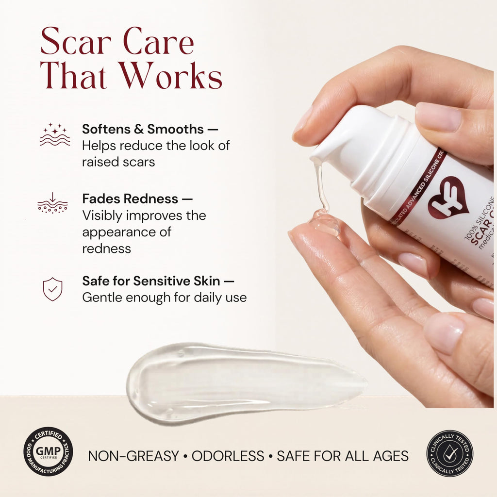 HealFast Silicone Scar Gel & Cream for Surgical Scars - Medical Grade Scar Treatment & Removal for Keloid, Acne, Burns, C Section, Stretch Marks - Physician Formulated Advanced Silicone Gel for Scars
