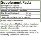 Bronson DIM Supplement 200 MG Diindolymethane with BioPerine for Enhanced Absorption, Estrogen Metabolism & Maintains Balanced Hormone Levels, 120 Vegetarian Capsules