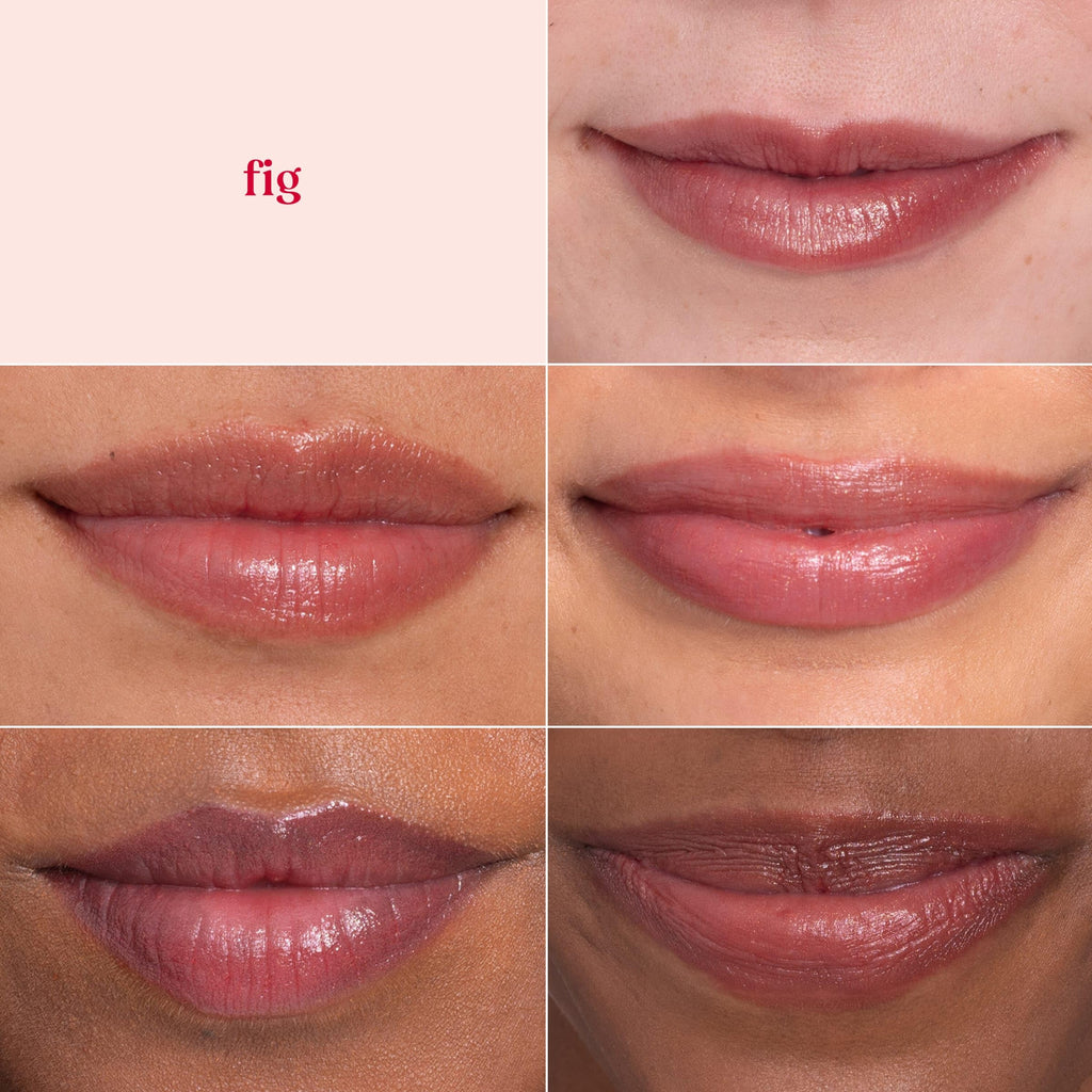 Burt's Bees Shimmer Lip Tint Set, Tinted Lip Balm Stick, Moisturizing for All Day Hydration with Natural Origin Glowy Pigmented Finish & Buildable Color, Fig (4-Pack)