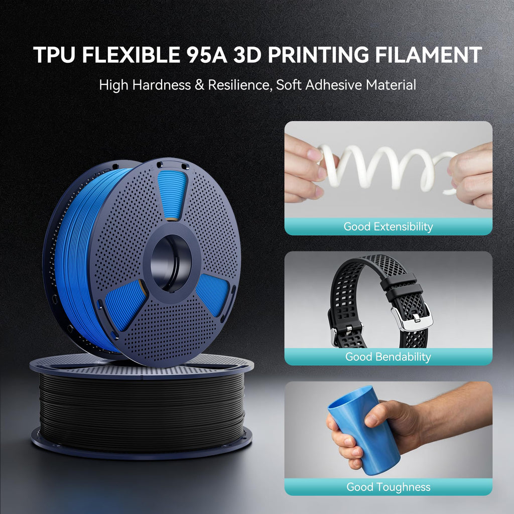 SUNLU TPU Filament 1.75mm, 95A Flexible 3D Printer Filament, Soft TPU 1kg Spool (2.2 lbs), Dimensional Accuracy +/- 0.03mm, Fit Most FDM Printer (White 2-Pack)