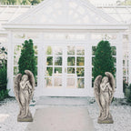 Outdoor Statues Angel Décor Garden Statue - 34 inch Large Garden Angels Outdoor Religious Statues Catholic Resin Concrete Finish Yard Patio Deck Home Entryway Hallway Sculpture 13.7*9.8*34 Inch