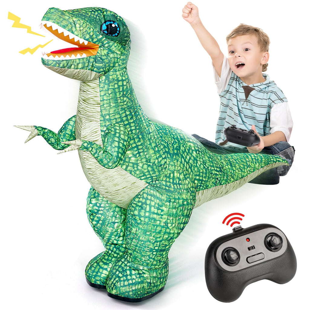 Jovow 2.4GHZ Remote Control Inflatable Dinosaur Toy for Kids,Electric Toy Dinosaur with 360°Rotation,Forward & Backward,Rechargeable Walking Dinosaur Toy for Boys Kids Age 6-8 8-12 Birthday Gifts