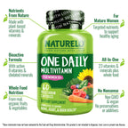 NATURELO One Daily Multivitamin for Women 50+ (Iron Free) - Menopause Support for Women Over 50 - Whole Food Supplement - Non-GMO - No Soy - 60 Capsules - 2 Month Supply
