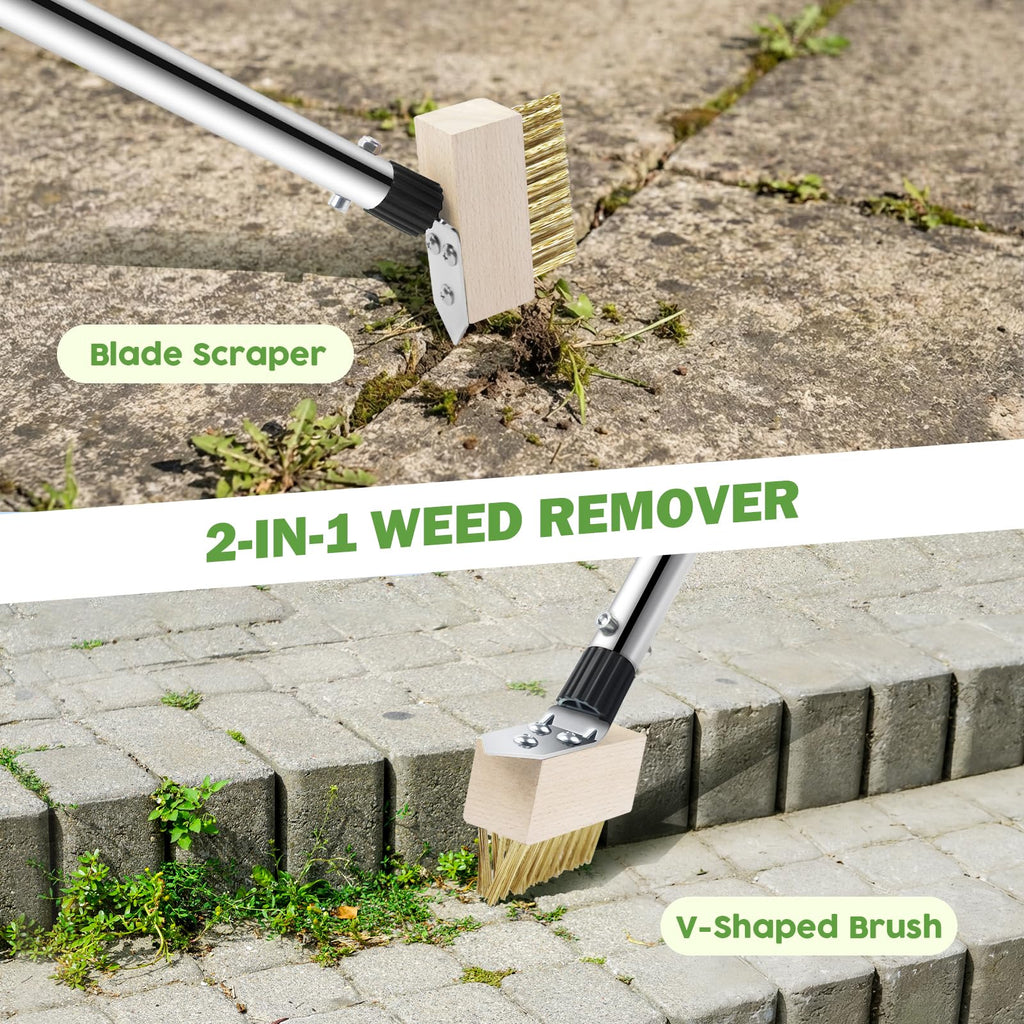 PIMEKOY Crack Weeder Tool Set, 3 Different Weed Remover Tool Head for Paver