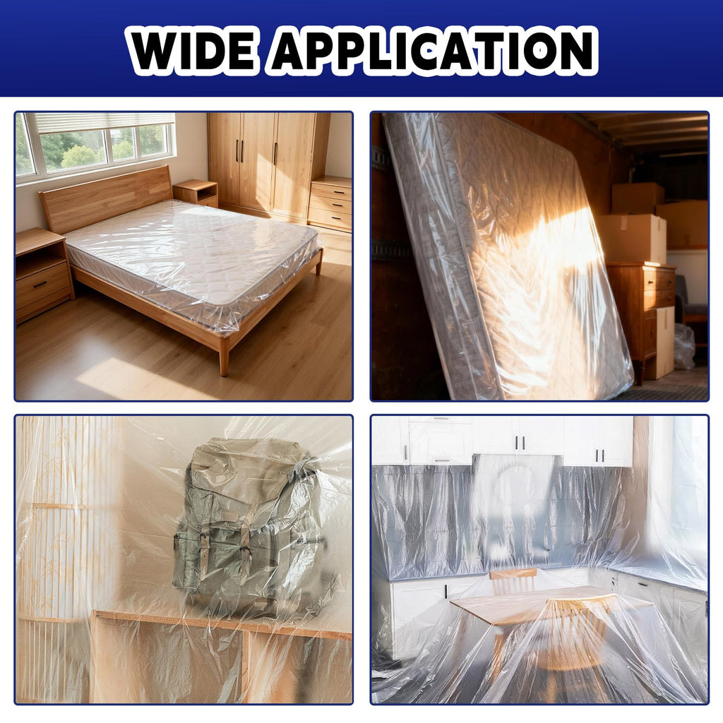 TopSoon Plastic Mattress Bag for Moving and Storage Cover 2PK, 2Mil, King Size Waterproof and Dustproof Mattress Protector, Heavy-Duty Mattress Moving Supplies