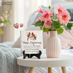 LukieJac Anniversary Couples Gifts - Cardinal Ceramic Plaque - Happy Anniversary Presents for Couples - Romantic Wedding Celebrate Keepsake Desk Decorations Christmas Gift