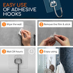 GLUIT Adhesive Large Wall Hooks for Hanging Heavy Duty 22 lbs Hooks for Walls No Drill, Towel Sticky Clear Hooks, Waterproof, Home, Bathroom, Kitchen, Office, and Outdoor, 18 Pack