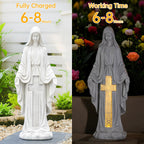 VChymm Solar Virgin Mary Praying Statue 27.9 Inch- Outdoor Religious Garden Decor with LED Lights, Weather-Resistant Magnesium Oxide Sculpture for Yard, Patio, Entryway （White Solar Virgin Mary）