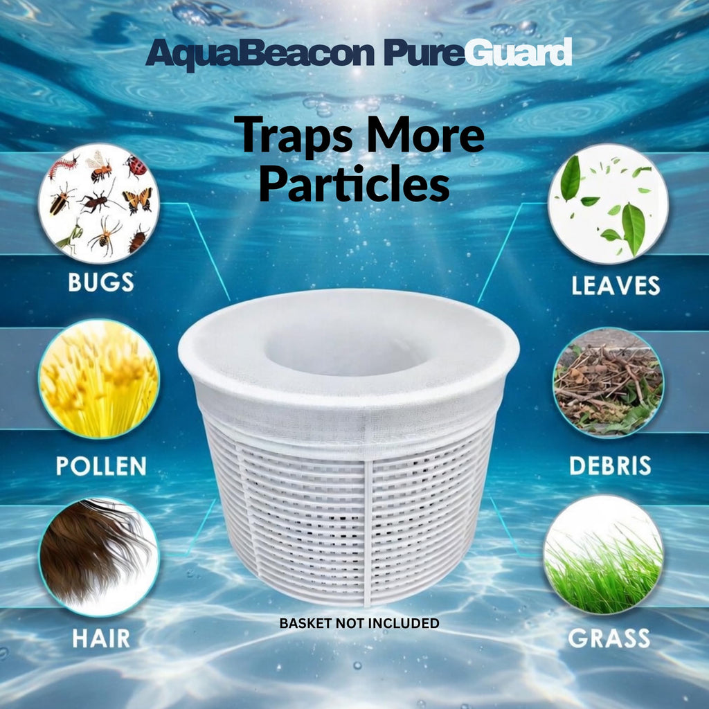 Aquabeacon® Premium 30-Pack Original Longer Lasting Pool Skimmer Socks with Aquabeacon PureGuard, Ultrafine Mesh Perfect Pool & Spa Savers for Filters, Baskets, and Skimmers