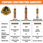 Gorilla Heavy Duty Construction Adhesive, Gap Filling, 9 oz Cartridge