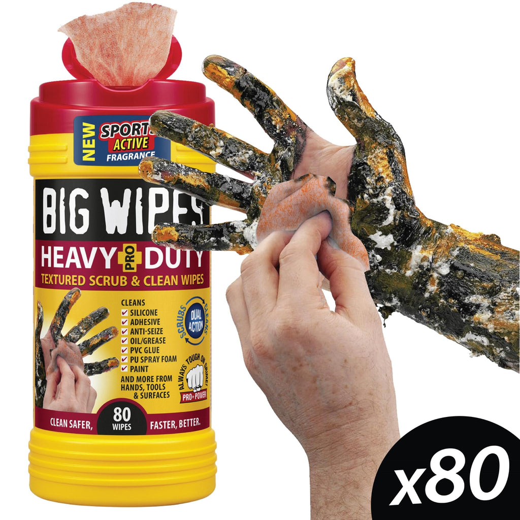 BIG WIPES Heavy Duty Industrial Hand Cleaning Wipes, Textured Scrubbing Degreaser Wipes for Mechanics and Tool Cleaner – 80 Count Canister (1 Pack)