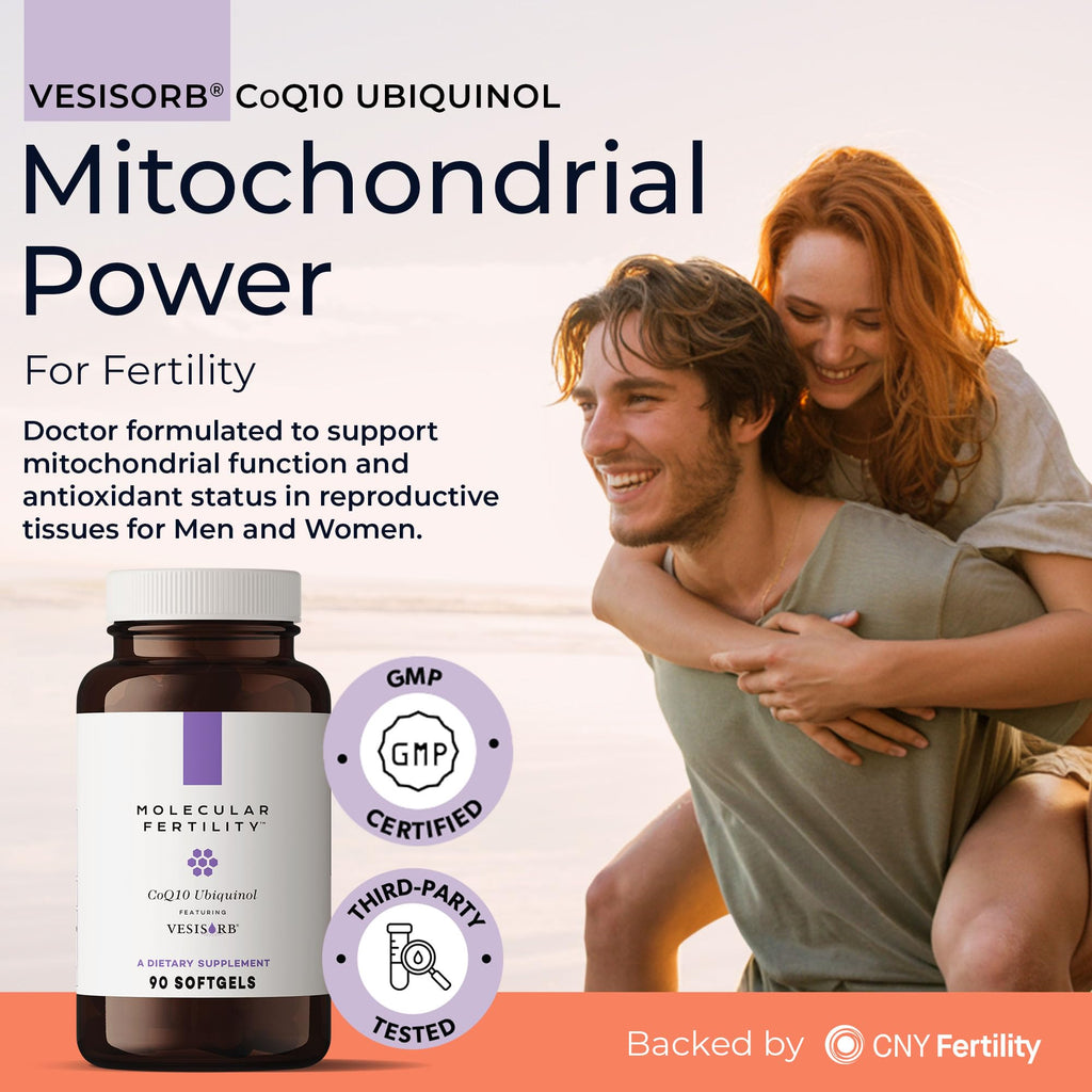 Molecular Fertility CoQ10 Ubiquinol with VESIsorb - Coenzyme Q10 Kaneka QH Ubiquinol Form 100mg Supplement for Women & Men - High Absorption, Reproductive Wellness & Fertility Support - 90 Softgels