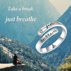 MDJY 925 Sterling Silver Inspirational Rings for Women Hope Rings Encouragement Jewelry (Just Breathe 01)