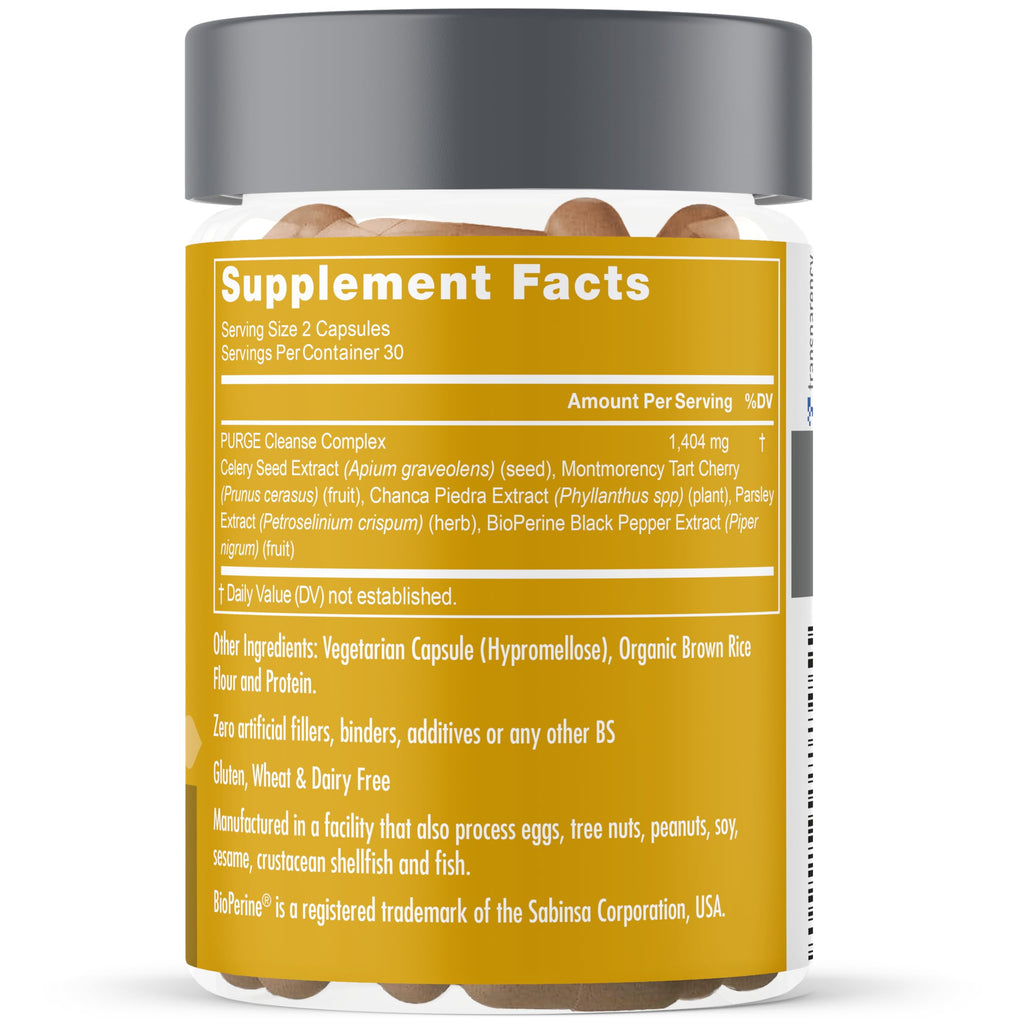 Eu Natural Purge Uric Acid Flush - Eat & Drink What You Want - Uric Acid Support for Joints & Mobility with Celery Seed, Tart Cherry & Chanca Piedra - 120 Vegetarian Capsules