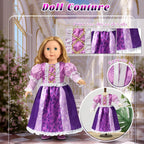 WONDOLL 18 Inch Doll Clothes and Accessories 5-Piece Princess Dress Up Set - Complete Outfits for 18 Inch Dolls - Perfect for Dress Up Play & Birthday Gifts (No Doll)