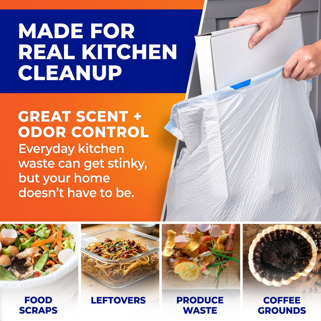 Hefty Ultra Strong 13 Gal Kitchen Trash Bags, White, Citrus Twist, 110ct